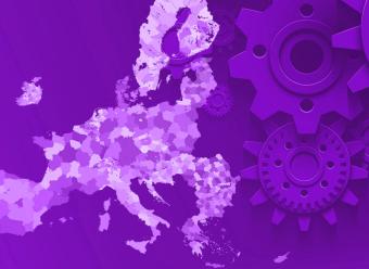 Mapa de la UE con engranajes para indicar productividad. Portada del IM01/2026