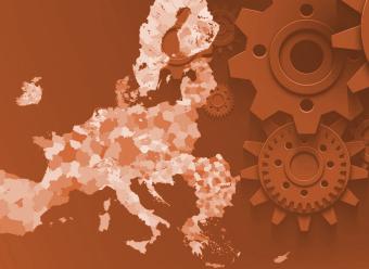 Mapa de la UE con engranajes para indicar productividad. Portada del IM01/2026