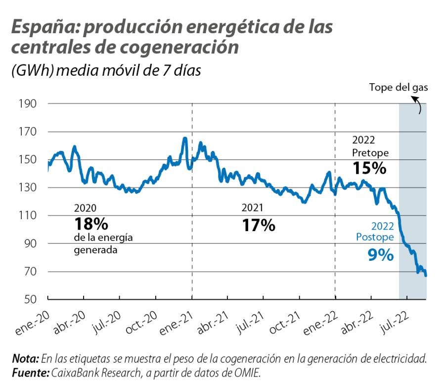España: producción energética de las centrales de cogeneración