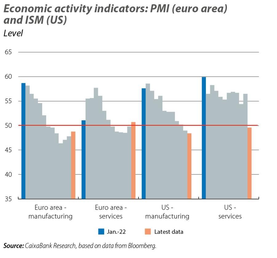 Economic activity indicators: PMI (euro area) and ISM (US)