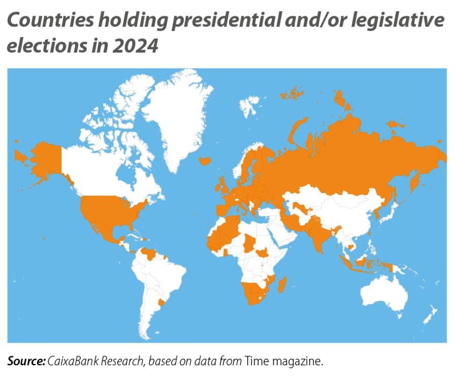 Countries holding presidential and/or legislative elections in 2024