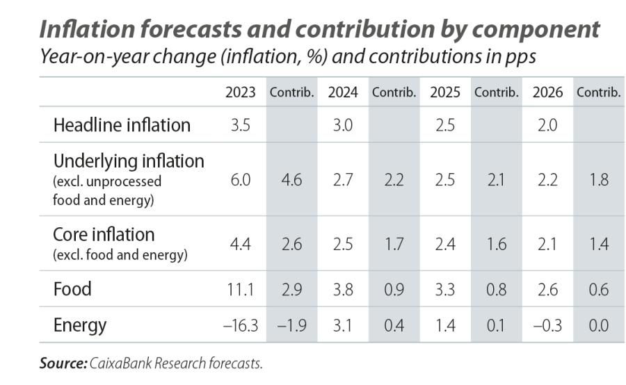 Inflation forecasts and contribution by component