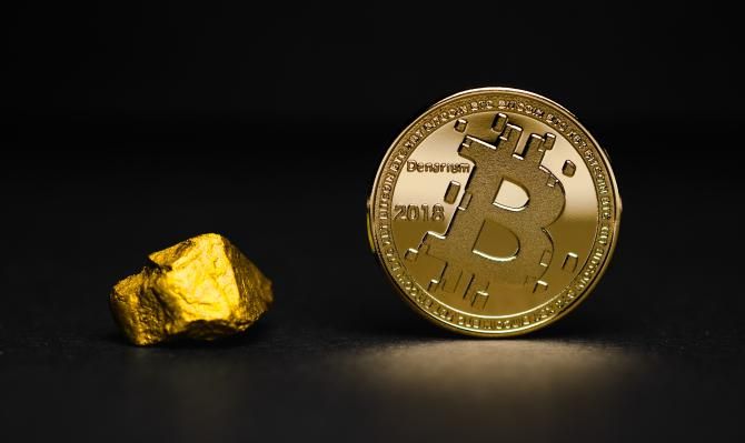 Pepita de oro y bitcoin