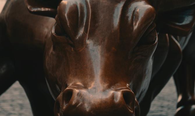 Detalle de la escultura del toro de Wall Street, NY.