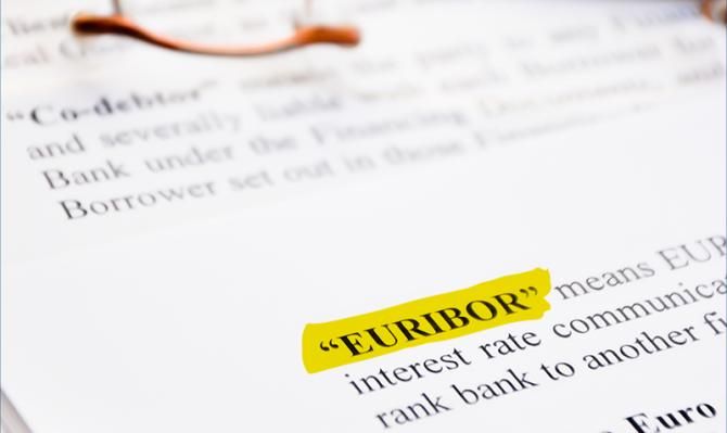 Imagen de un texto con parte de la definición del término "euríbor"